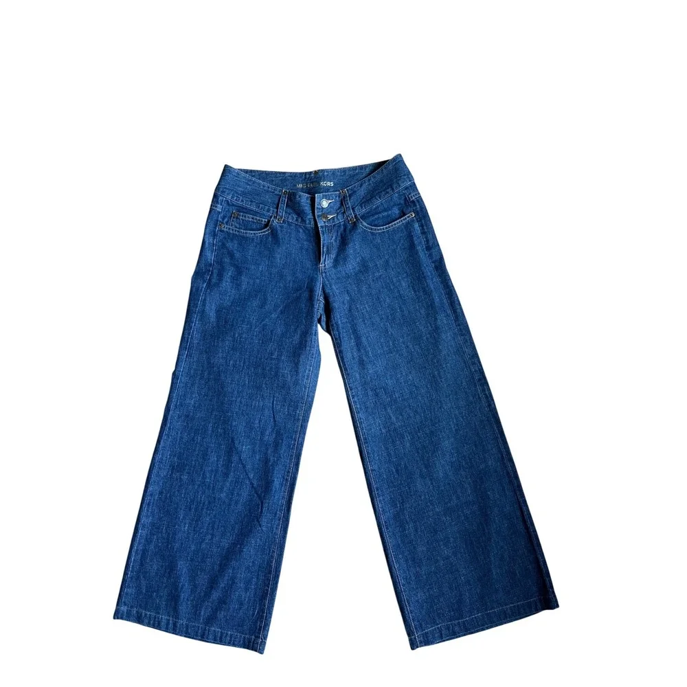 Michael Kors Y2K Dark Wash Wide Leg‎ Denim Trouser Jeans Size 6 Nautical Preppy